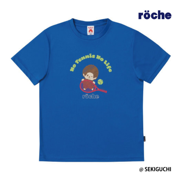 【ポスト投函対応】モンチッチrocheコラボTシャツ  ロイヤルブルー　M0071　ユニセックス　2024SS　抗菌・防臭　吸汗速乾　UV(UPF50)　テニスウェア　バドミントン　ソフトテニス