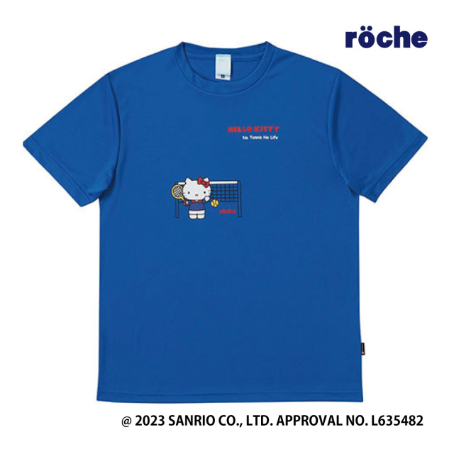 【ポスト投函対応】サンリオキャラクターズ rocheコラボTシャツ  ロイヤルブルー　S0005　ユニセックス　2024SS　抗菌・防臭　吸汗速乾　UV(UPF50)　テニスウェア　バドミントン　ソフトテニス