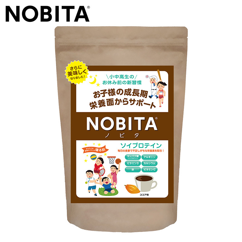 NOBITA ソイプロテイン ジュニア用 ココア味 600g ノビタ 大豆プロテイン SOY PROTEIN 粉末 パウダー たんぱく含有食品