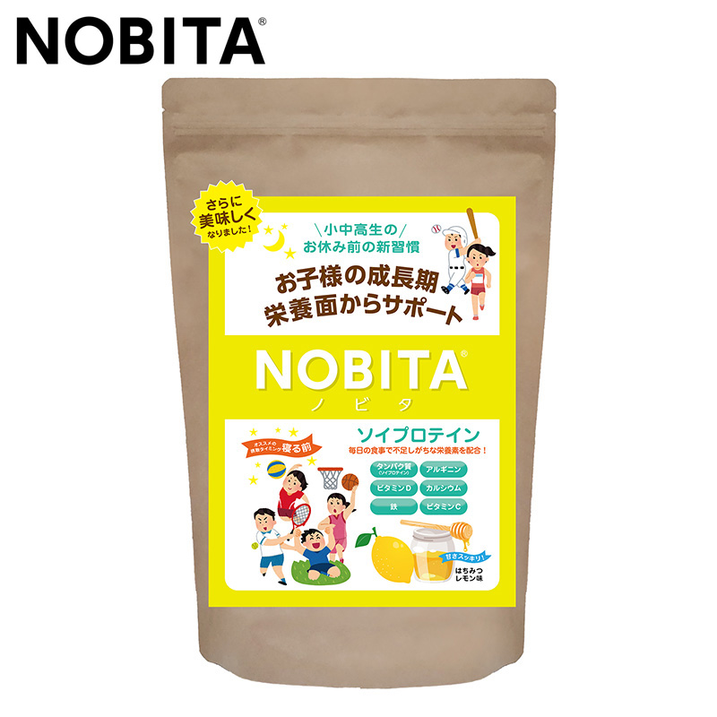 NOBITA ソイプロテイン ジュニア用 はちみつレモン味 600g ノビタ 大豆プロテイン SOY PROTEIN 粉末 パウダー たんぱく含有食品