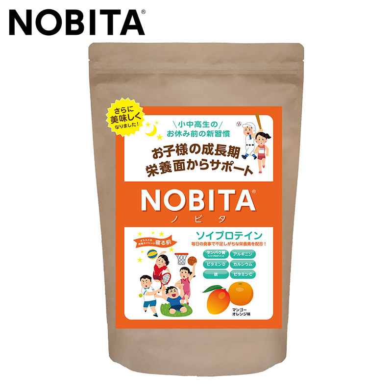 NOBITA ソイプロテイン ジュニア用 マンゴーオレンジ味 600g ノビタ 大豆プロテイン SOY PROTEIN 粉末 パウダー たんぱく含有食品