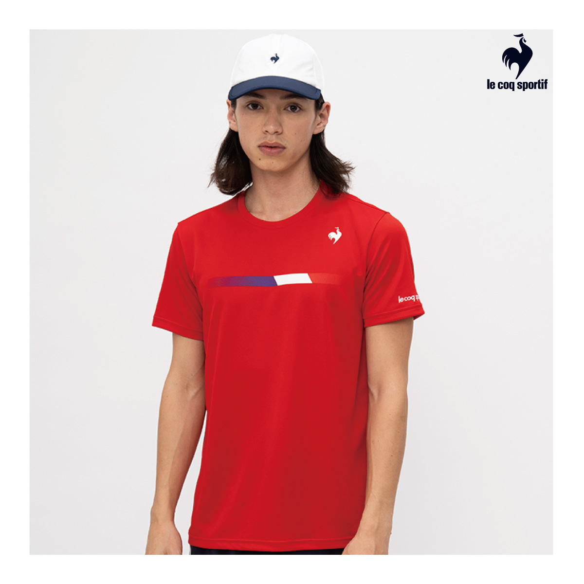 m3009 le coq sportif Tシャツ スポーツ ウェア M le coq sportif トリコプリントゲームシャツ QTMVJA91-RD 2024SS