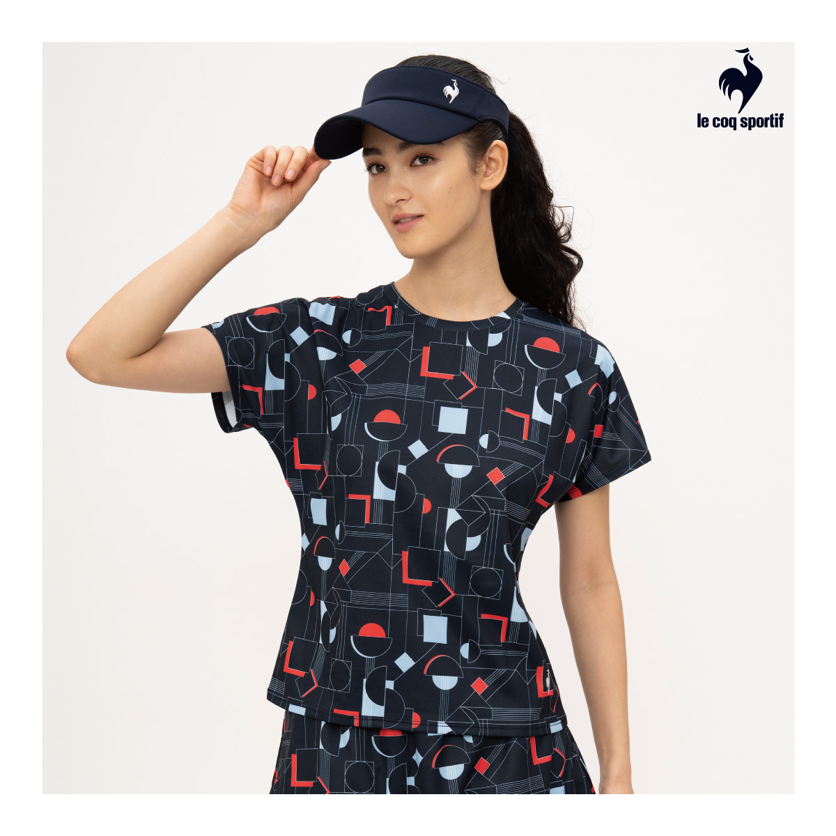 ルコックスポルティフ 【前後2way】サンスクリーン　ゲームシャツ　ネイビー