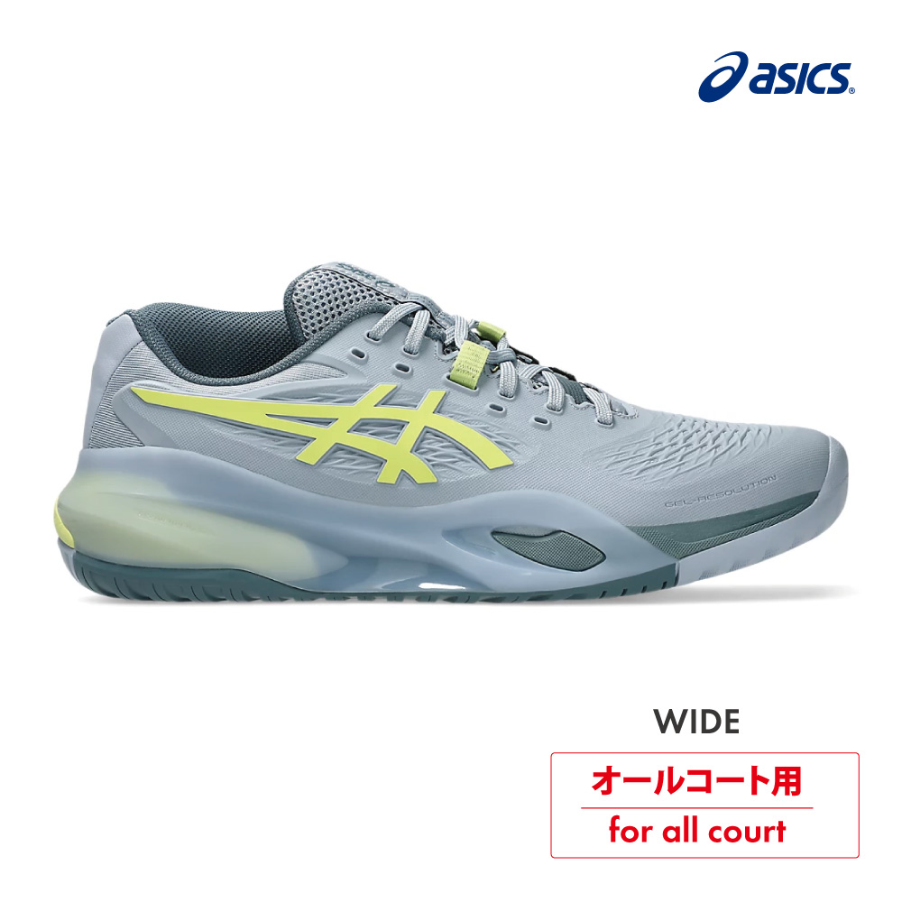 ASICS　ゲルレゾリューション テン　オールコート　ワイド　1041A487-402　 GREY BLUE/PISTACHIO