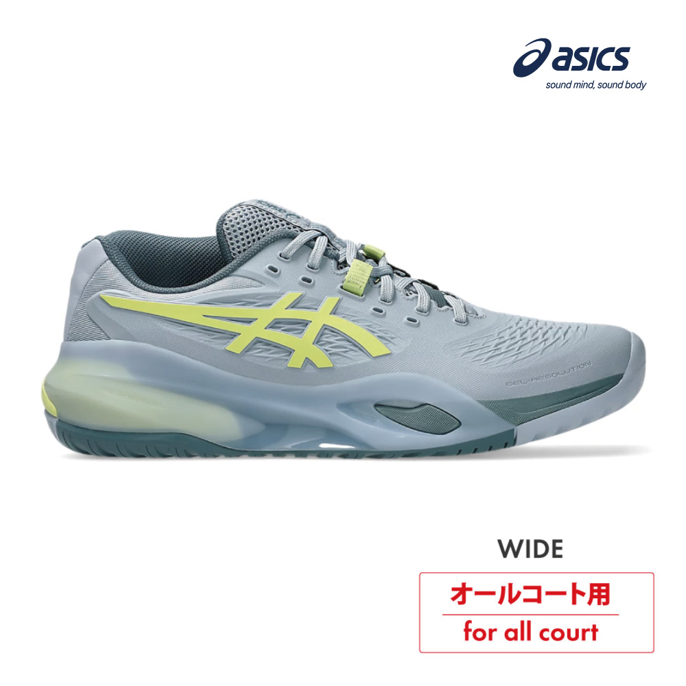 ASICS　ゲルレゾリューション テン　オールコート　ワイド　1041A487-402　 GREY BLUE/PISTACHIO　2026SS　メンズ 　テニス　シューズ　アシックス　GEL-RESOLUTION X WIDE　ASI02