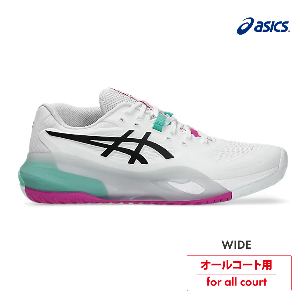 ASICS　ゲルレゾリューション テン　オールコート　ワイド　1041A487-103　WHITE/AURORA GREEN