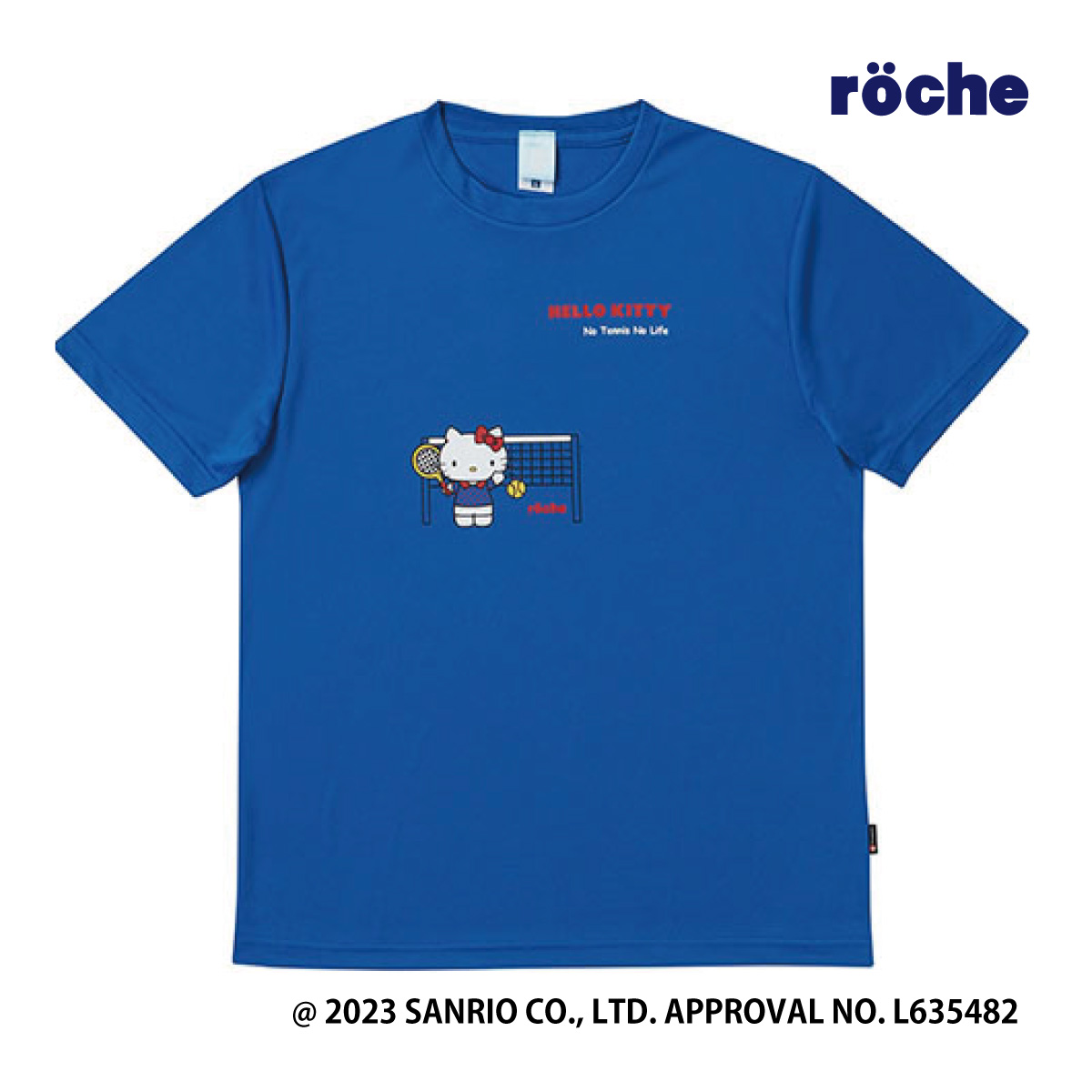 サンリオキャラクターズ rocheコラボTシャツ  ロイヤルブルー　S0005　ユニセックス　2024SS　抗菌・防臭　吸汗速乾　UV(UPF50)　テニスウェア　バドミントン　ソフトテニス【ポスト投函対応】