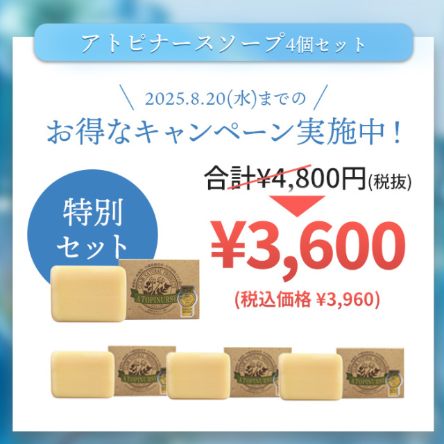 期間限定 アトピナースソープ 100g 4個セット：薬用石鹸 ｜120222_120122
