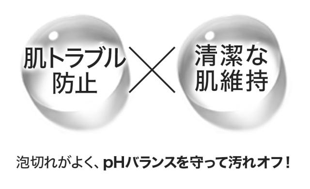 泡切れが良くpHバランスを守って汚れオフ