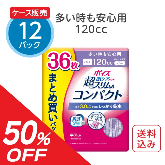 公式】尿漏れパッド【120cc】36枚×12パック ポイズ 肌ケアパッド 超