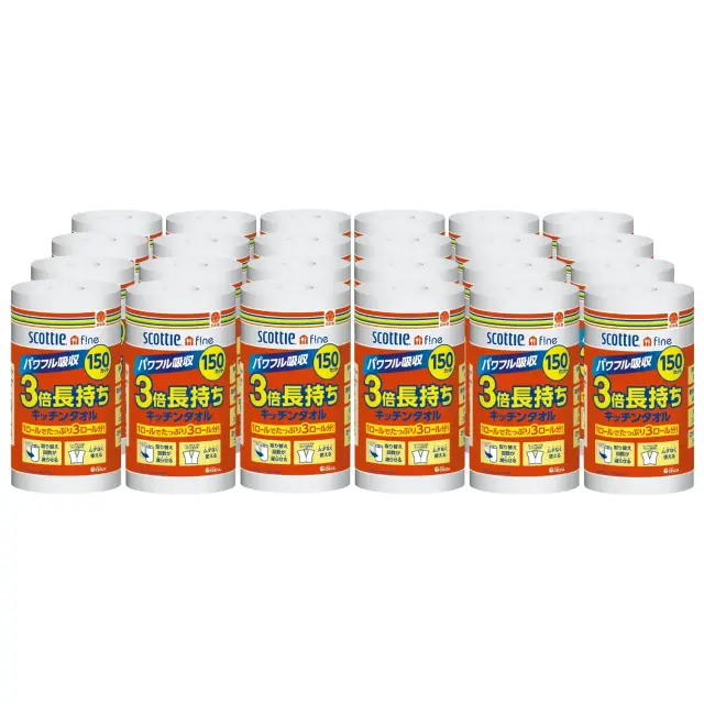 スコッティ ファイン キッチンタオル 3倍長持ち 150カット 24ロール