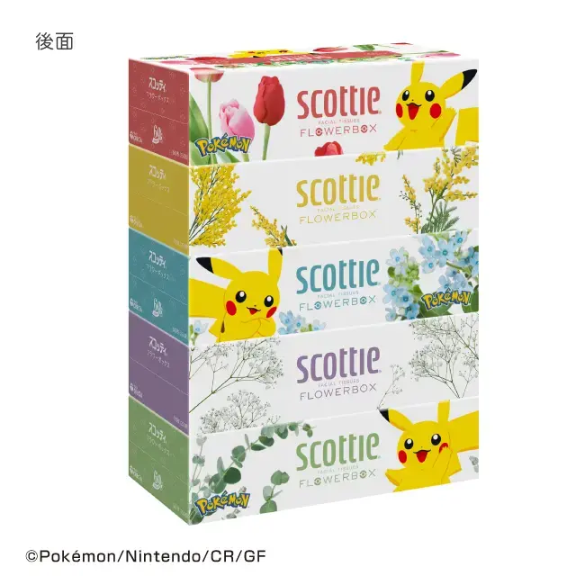 公式】スコッティ×ポケモン ティッシュ フラワーボックス 250組（5箱 