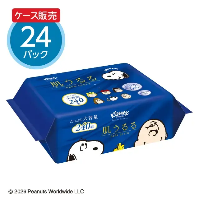 ティッシュペーパー　肌うるる　スヌーピー　ソフトパック