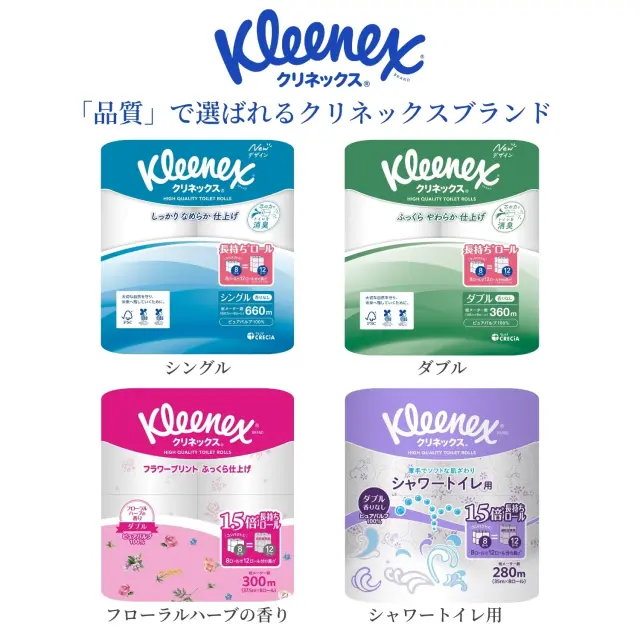 クリネックストイレットロール　ラインアップ