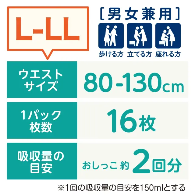 大人用紙おむつ　パンツタイプうす型タイプ　L-LLサイズ