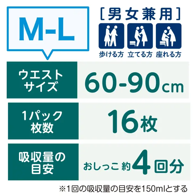 大人用紙おむつ　パンツタイプ長時間　M-Lサイズ