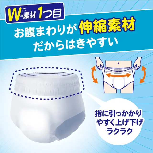 大人用紙おむつ アクティ Wの素材で快適パンツ うす型 2回分吸収【L-LLサイズ】