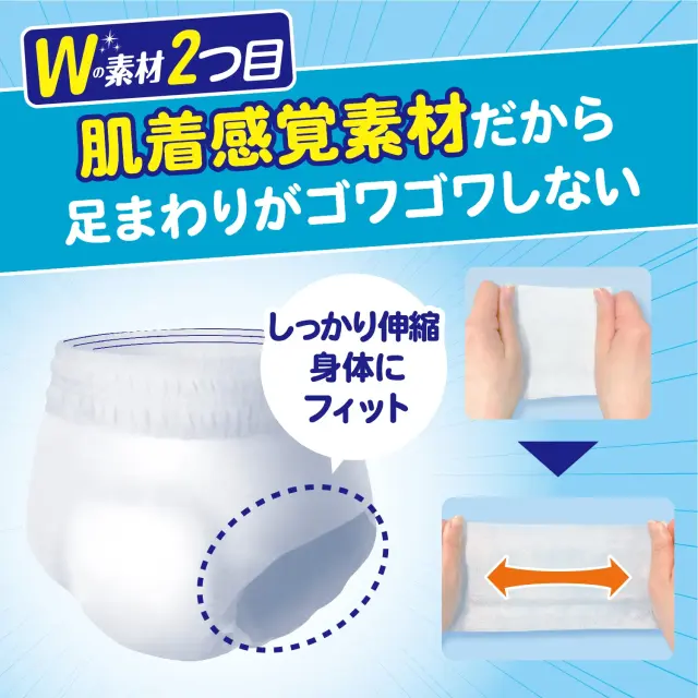 大人用紙おむつ アクティ Wの素材で快適パンツ うす型 2回分吸収【L-LLサイズ】