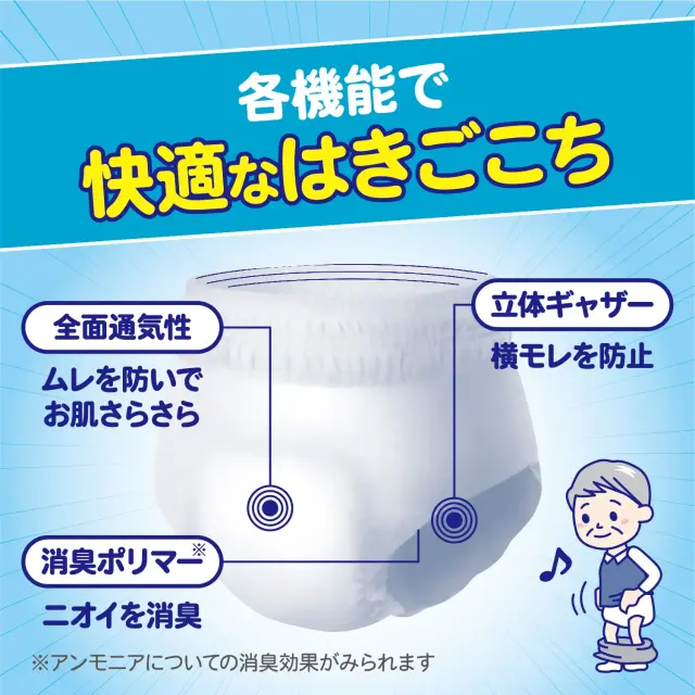 大人用紙おむつ アクティ Wの素材で快適パンツ うす型 2回分吸収【L-LLサイズ】