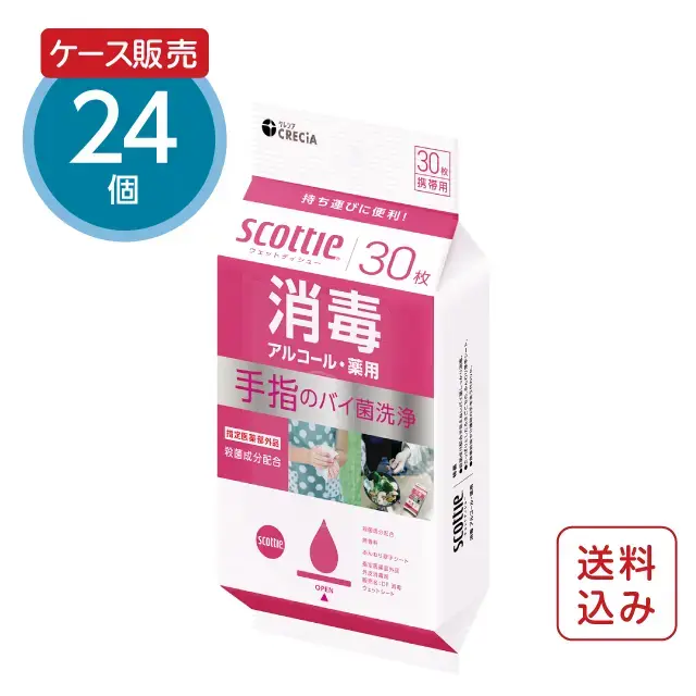 ウェットティッシュ 消毒 アルコール 携帯用 30枚×24パック スコッティ
