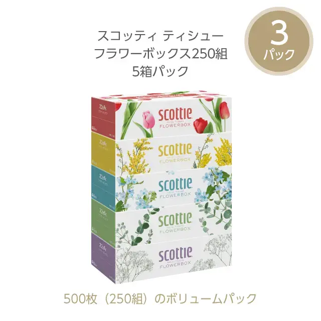 ティッシュペーパー 250組スコッティ 5箱パック×3パック