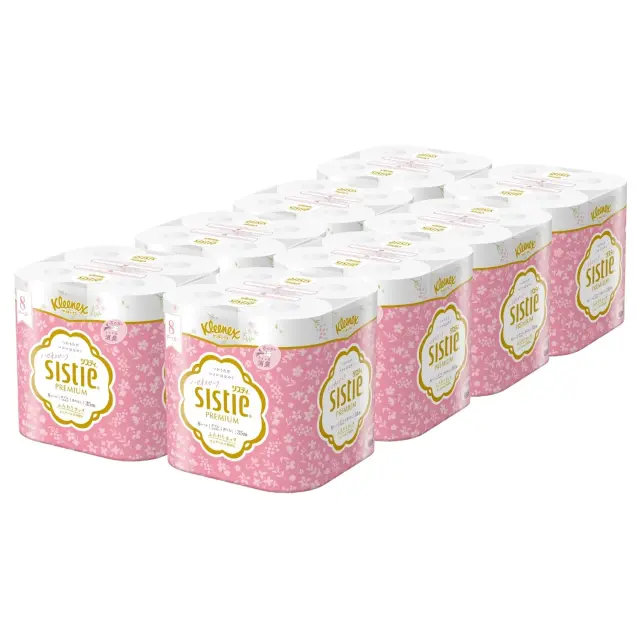 トイレットペーパー クリネックス システィ ハピネスピンク（ダブル）無香料 8ロール×8パック