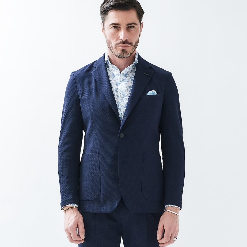 PUNTO JACQUARD JERSEY SINGLE JACKET ドットジャガードストレッチシングルジャケット