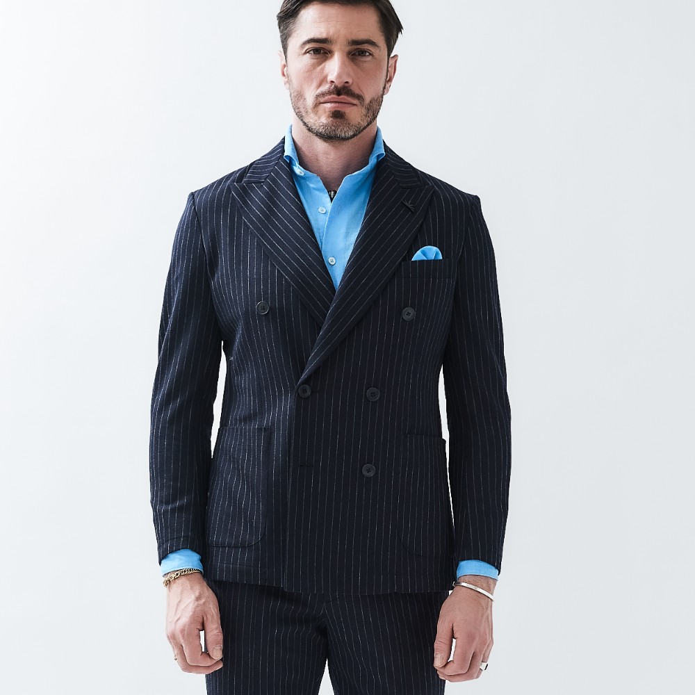 LINEA RASCHEL SUMMER WOOL DOUBLE BREASTED JACKET リネア・ラッセルストレッチサマーウールダブルブレストジャケット