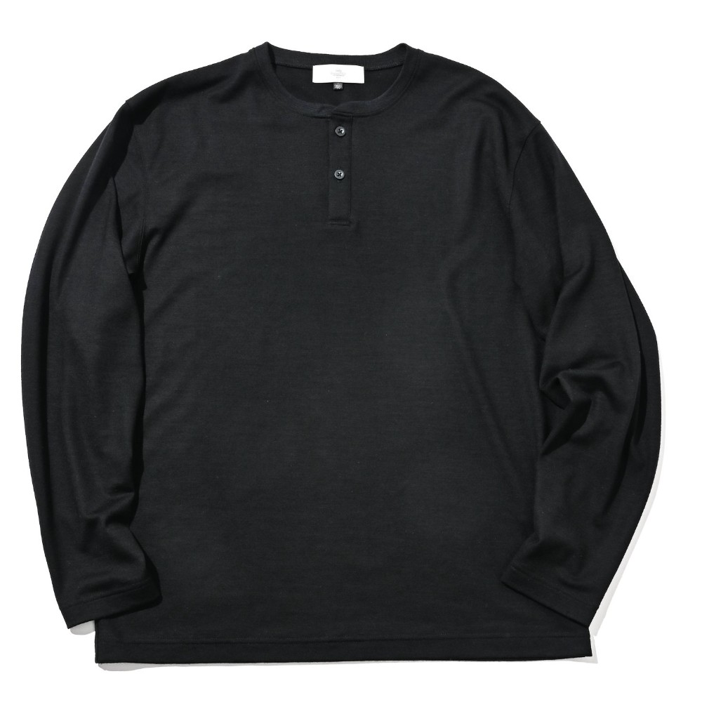 LEON SUPER100’s SUMMER WOOL LONG SLEEVE T-SHIRTレオンスーパー100’sサマーウールヘンリーネックロングスリーブTシャツ