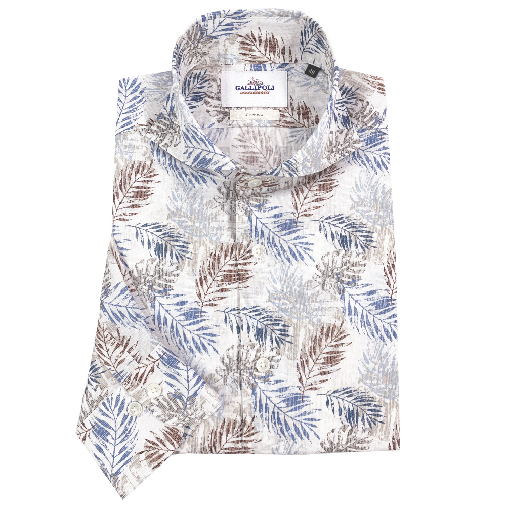 Bottinelli/ボッティネリ ボタニカルモチーフプリントシャツ