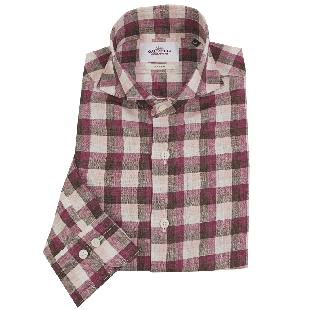 ALBINI/アルビニ チェック柄リネンシャツ