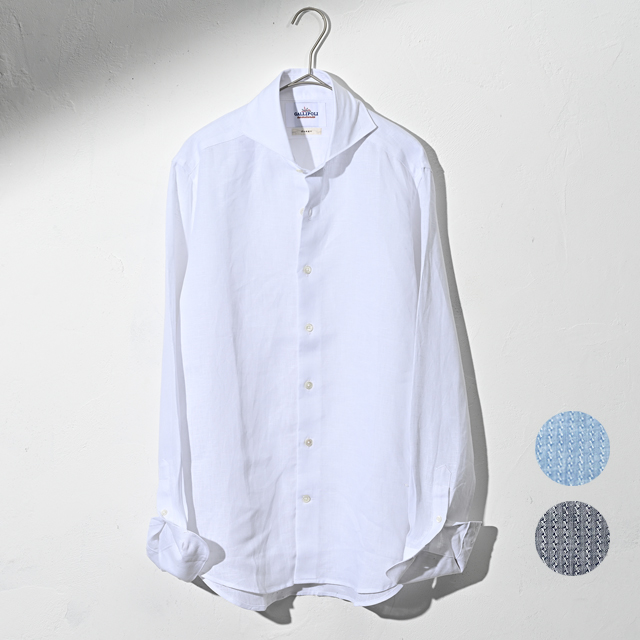 コットンリネンチェーンジャガードシャツ