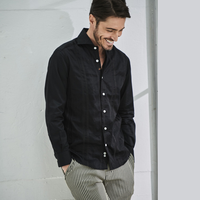 マルチ刺繍ストライプシャツ MENS SHIRT GALLIPOLI camiceria //メンズ