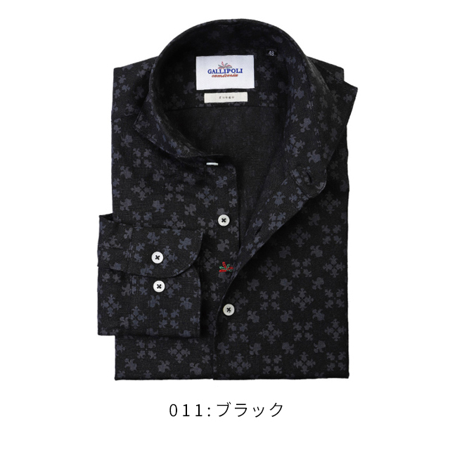 ジオメトリック小紋プリントリネンシャツ MENS SHIRT GALLIPOLI