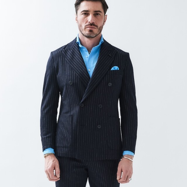 LINEA RASCHEL SUMMER WOOL DOUBLE BREASTED JACKET リネア・ラッセルストレッチサマーウールダブルブレストジャケット