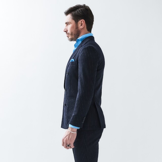 LINEA RASCHEL SUMMER WOOL DOUBLE BREASTED JACKET リネア・ラッセルストレッチサマーウールダブルブレストジャケット