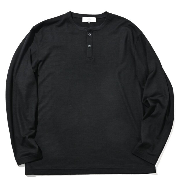 LEON SUPER100’s SUMMER WOOL LONG SLEEVE T-SHIRTレオンスーパー100’sサマーウールヘンリーネックロングスリーブTシャツ