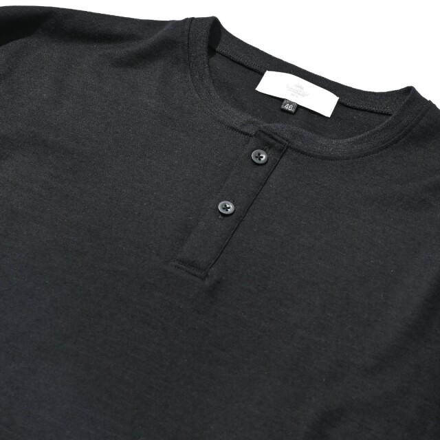 LEON SUPER100’s SUMMER WOOL LONG SLEEVE T-SHIRTレオンスーパー100’sサマーウールヘンリーネックロングスリーブTシャツ