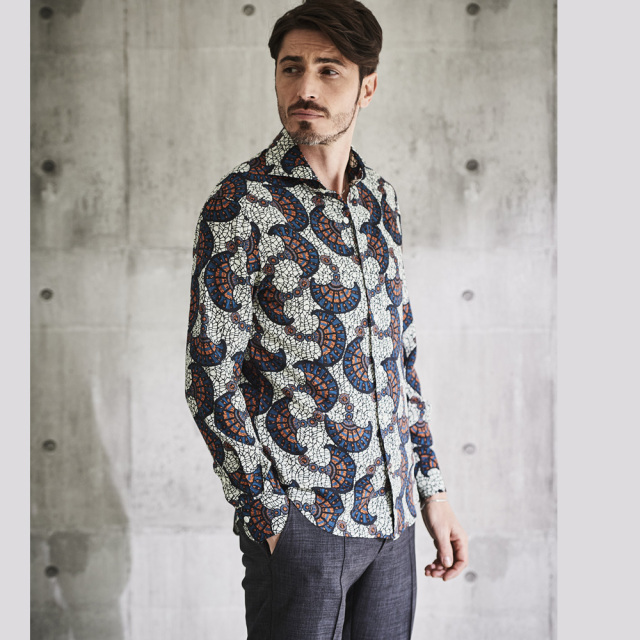 TEXTA/テクスタ オリエンタル幾何学模様柄シャツ MENS SHIRT GALLIPOLI