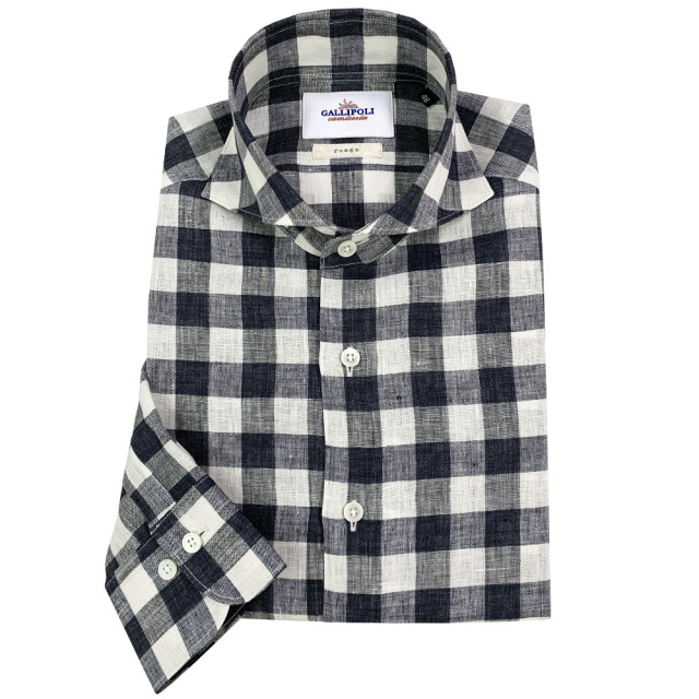 ALBINI/アルビニ チェック柄リネンシャツ MENS SHIRT GALLIPOLI