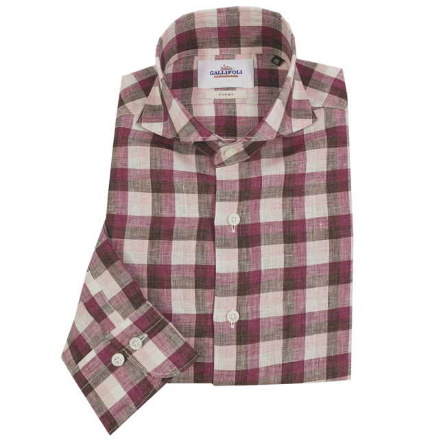 ALBINI/アルビニ チェック柄リネンシャツ MENS SHIRT GALLIPOLI