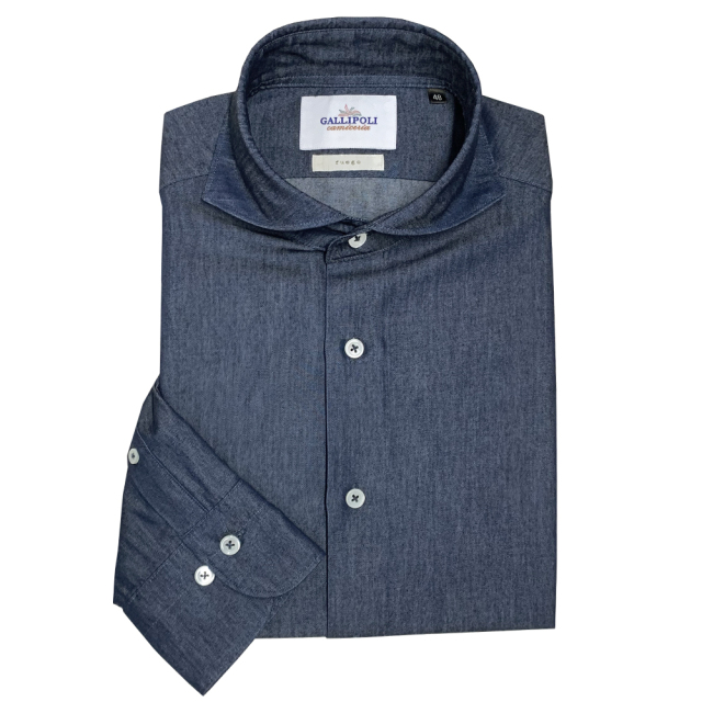 メンズ,シャツ,カジュアル,インディゴデニム,ドレスシャツ,デニムシャツ,長袖,日本製,カッタウェイ