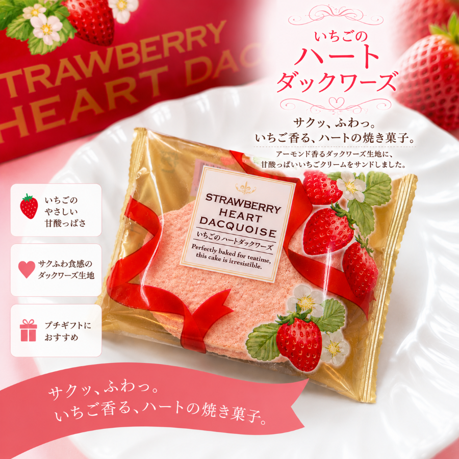 いちごのハートダックワーズ