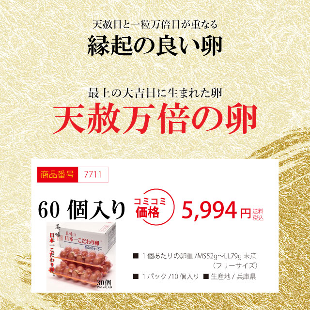 「天赦万倍の卵」６０個（６パック）【予約限定商品】