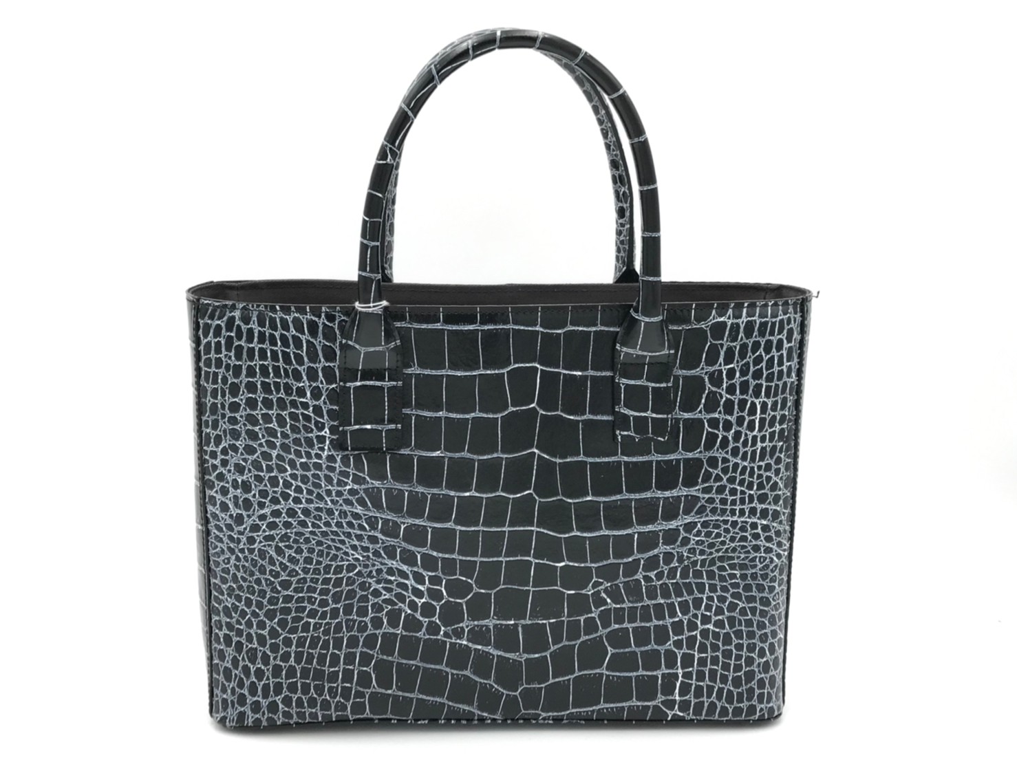 【国産牛革使用】クロコダイル柄トートバック M　黒系