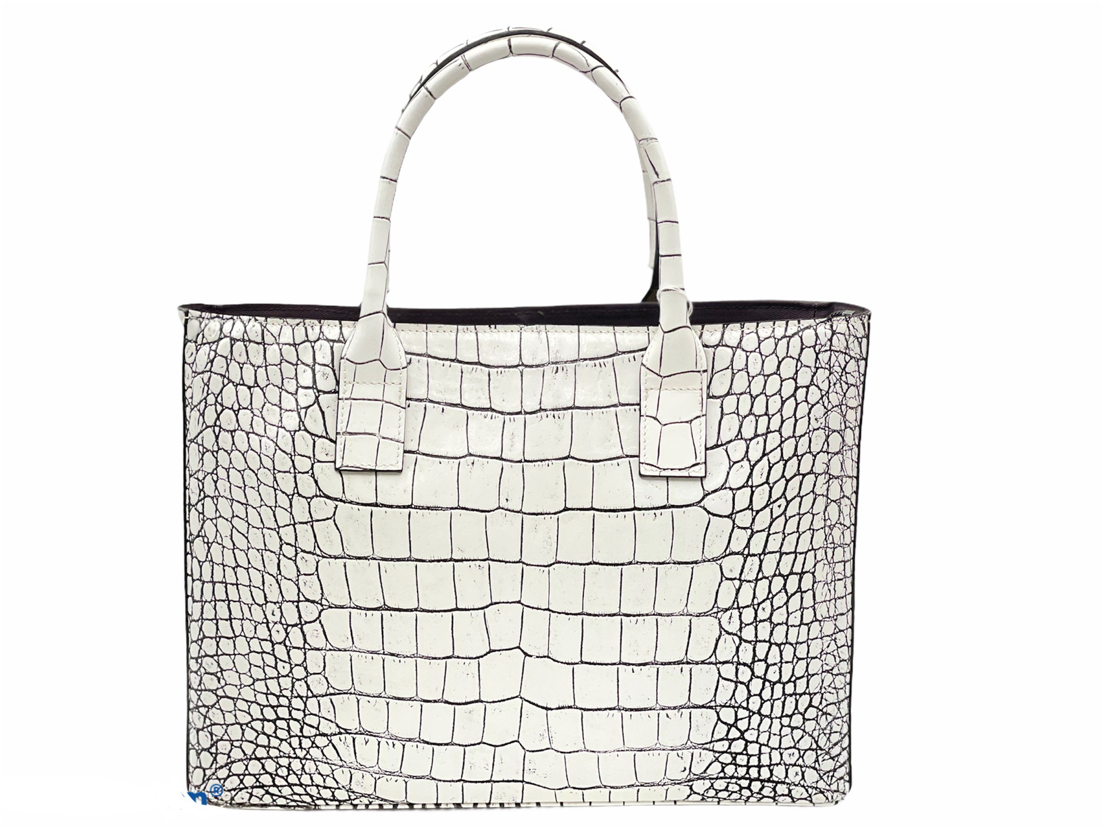 【国産牛革使用】クロコダイル柄トートバック M　バニラ色