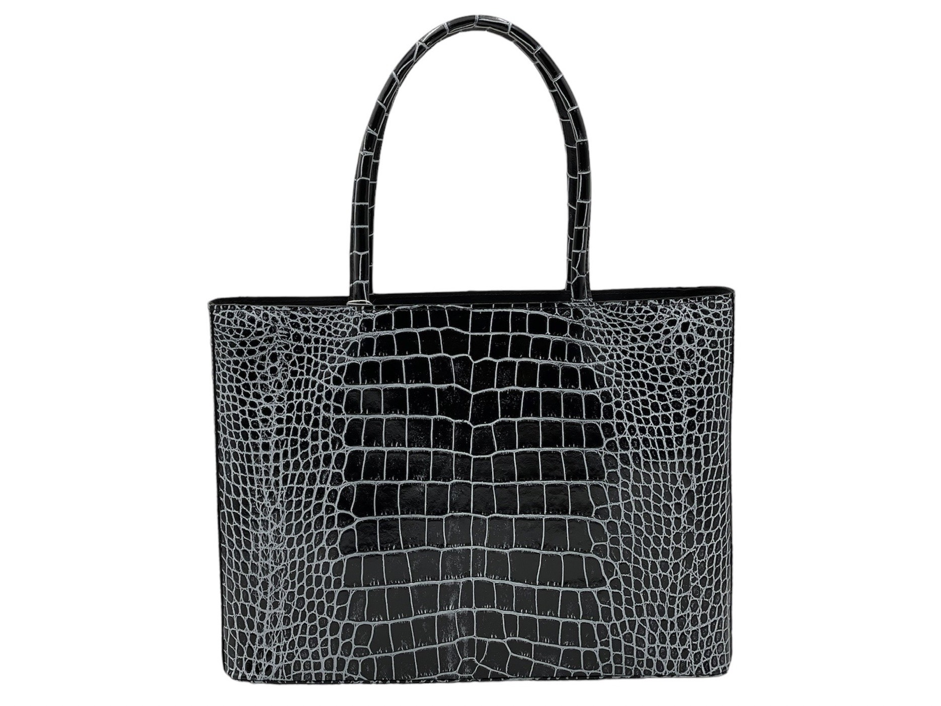 【一時品切中】クロコ柄A4対応トートバック　黒色