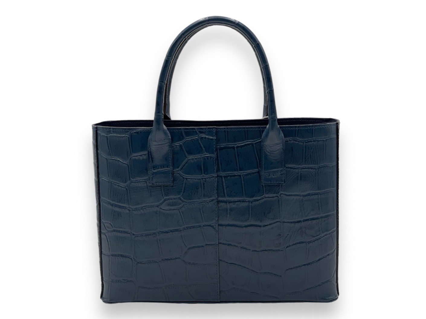 【国産牛革使用】クロコダイル柄トートバック M　ネイビーブルー