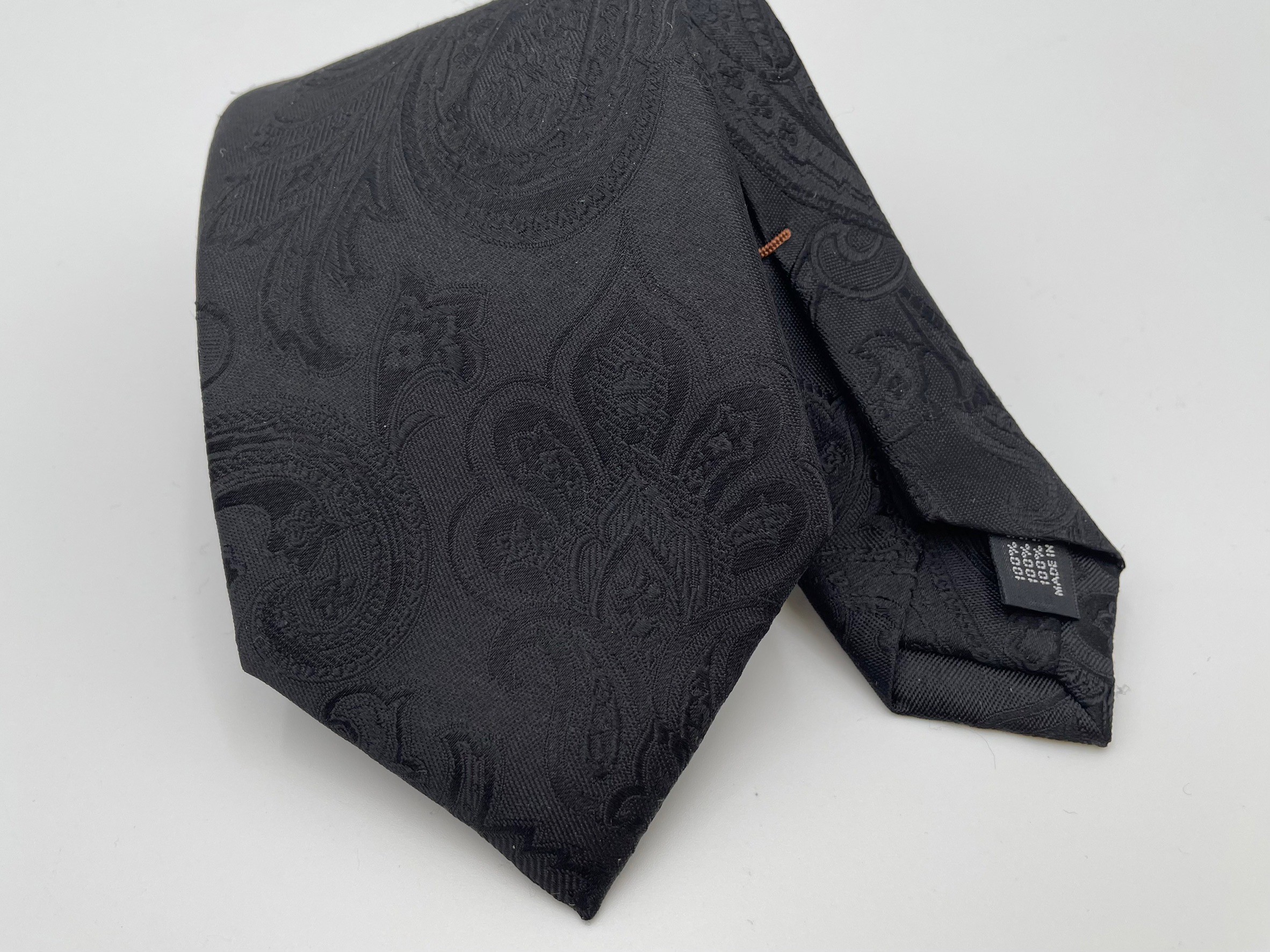 【手縫い/巻きやすい】ブラック　ペイズリー