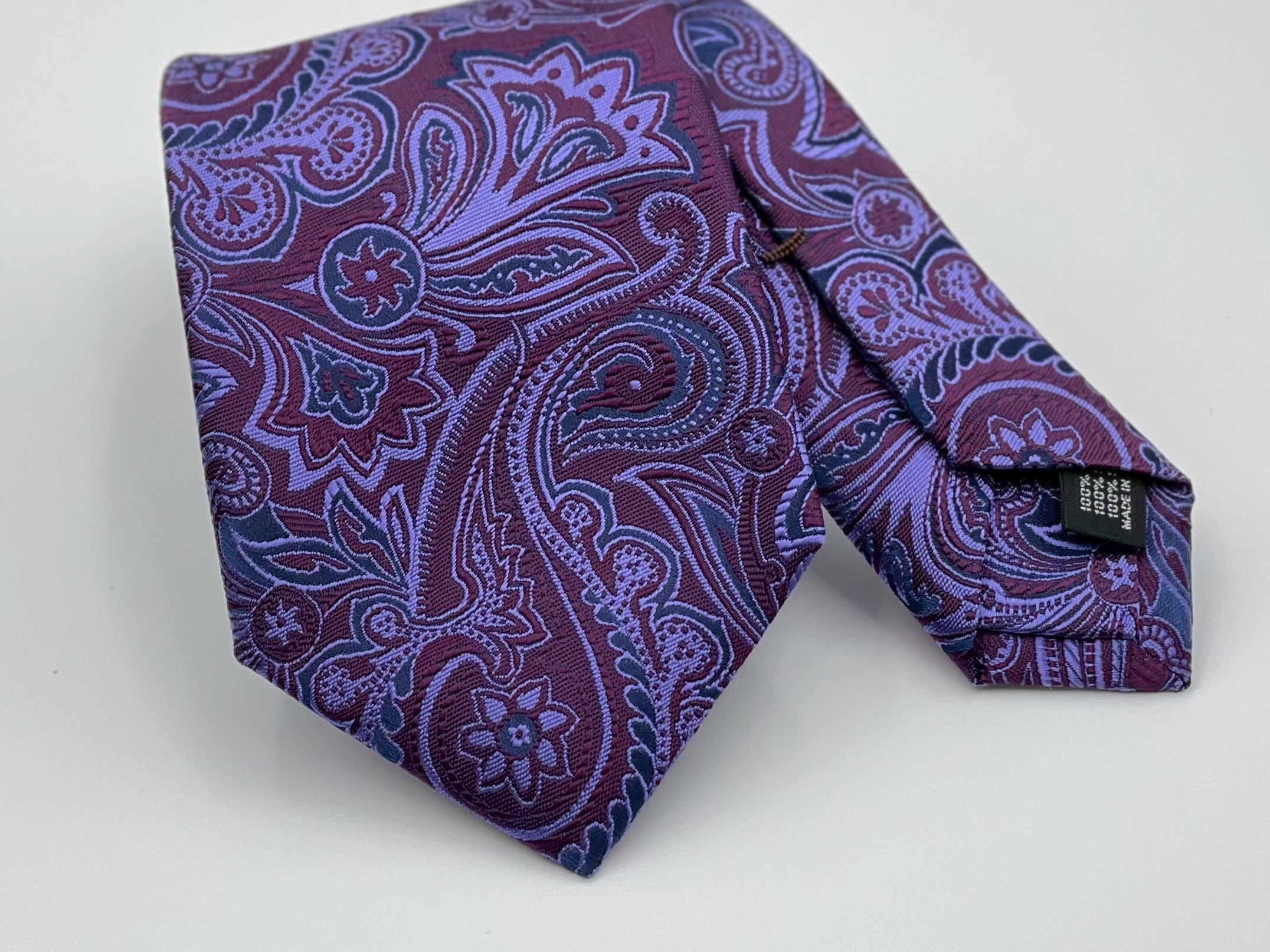 【手縫い/巻きやすい】赤紫×紫　ペイズリー